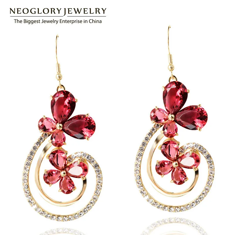

Neoglory Fashion High Quality Austrian Zircon Drop Earrings Brinco Light Yellow Gold Color Jewelry For Women 2018 JS3 BIGE1 QC