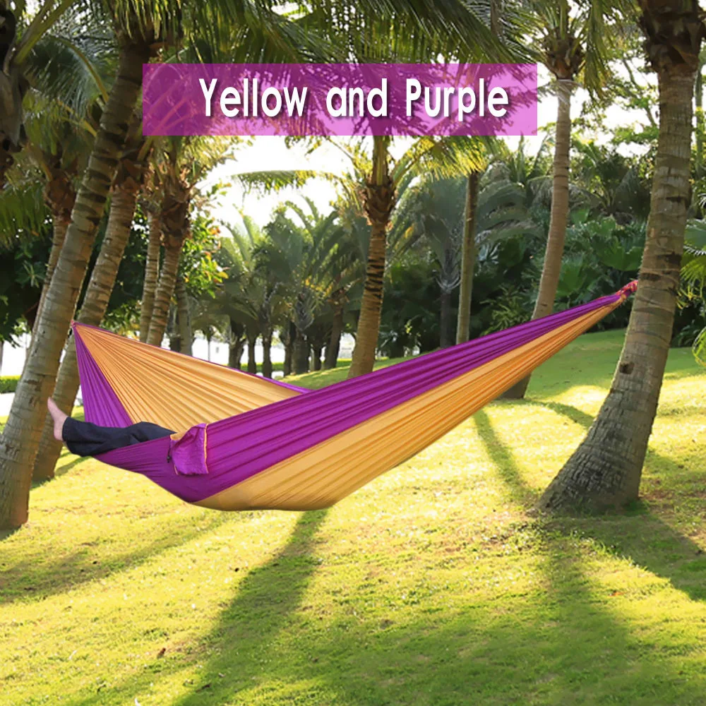 Outdoor One Person Assorted Color Parachute Nylon Fabric Hammock