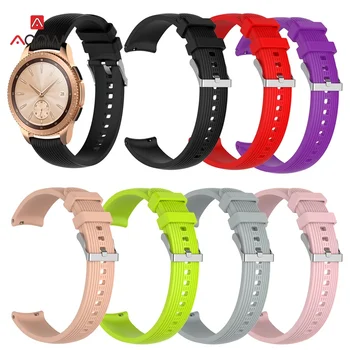 

20mm Silicone Watchband for Samsung Galaxy Watch 42mm Version Pink Black Red Striped Bracelet Band Strap for SM-R180 Gear Sport