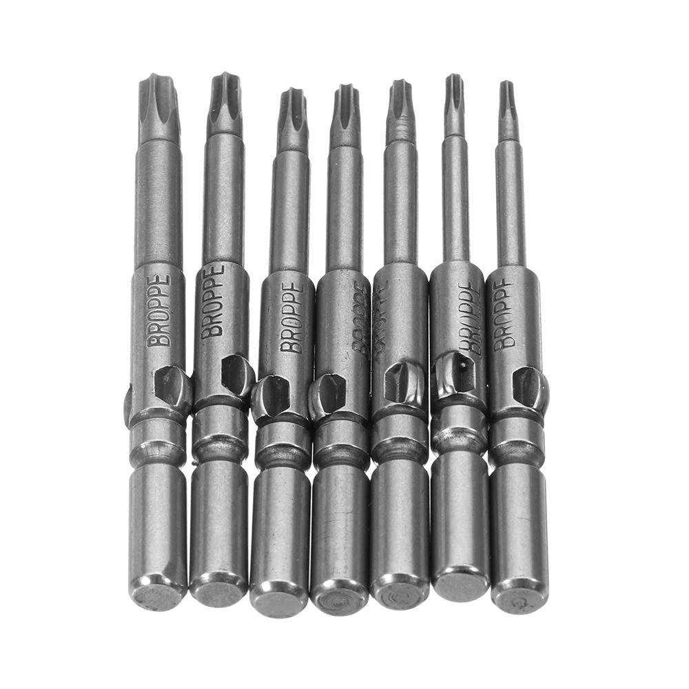 BROPPE 7 шт. T6-T20 Torx Магнитный S2 Сталь отвертки набор 5 мм круглый хвостовик электрические отвертки ручной инструмент