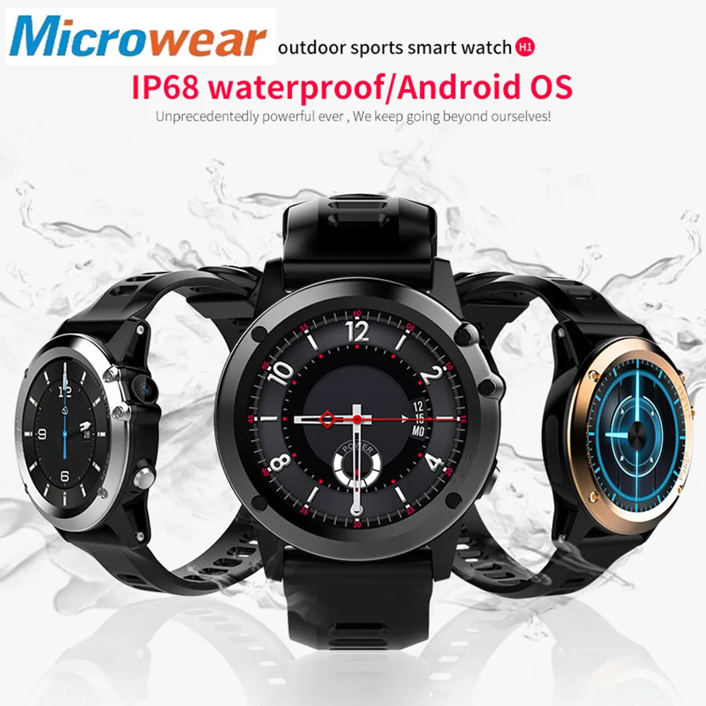

Microwear H1 3G Smartwatch Phone 1.39 inch Android 4.4 MTK6572 Dual Core 1.2GHz 4GB ROM IP68 Waterproof 2.0MP Camera watch phone