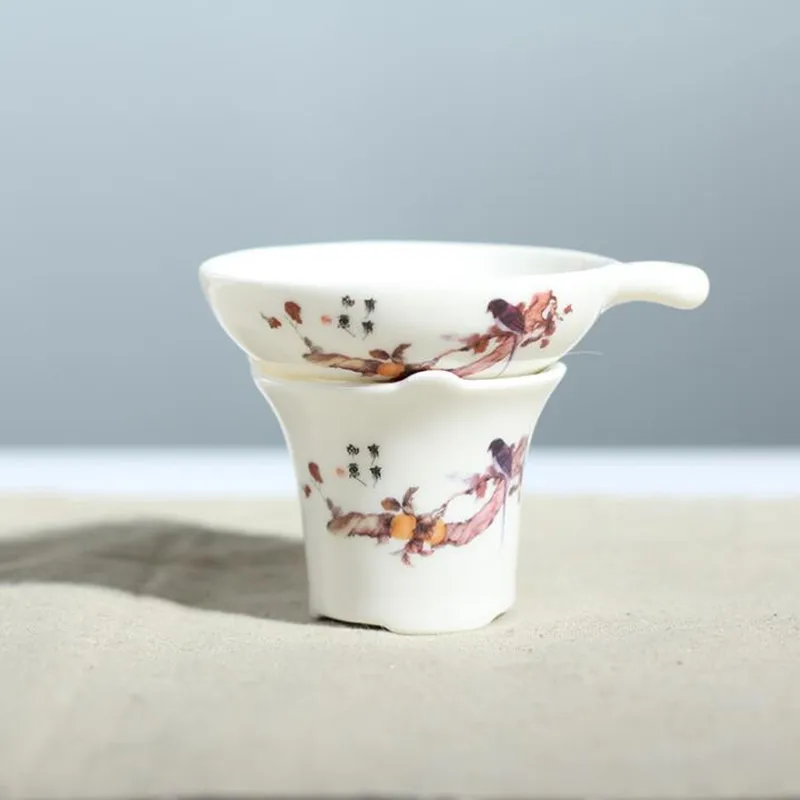 Chinese Ceramic Whiteware tea set Filter Ceramic Tea set Leaf Strainers Kungfu Tea Accessories Two-pieces Set Chinese Ceramic Whiteware tea set Filter Ceramic Tea set Leaf Strainers Kungfu Tea Accessories Two-pieces Set