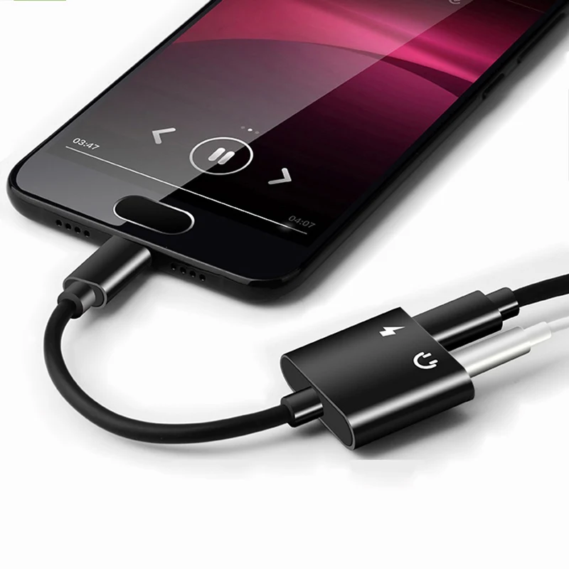Mobile phone earphone adapter type C and 3.5mm audio jacks cable RC1 2 in 1 charging listening converter for Xiaomi HTC OnePlus