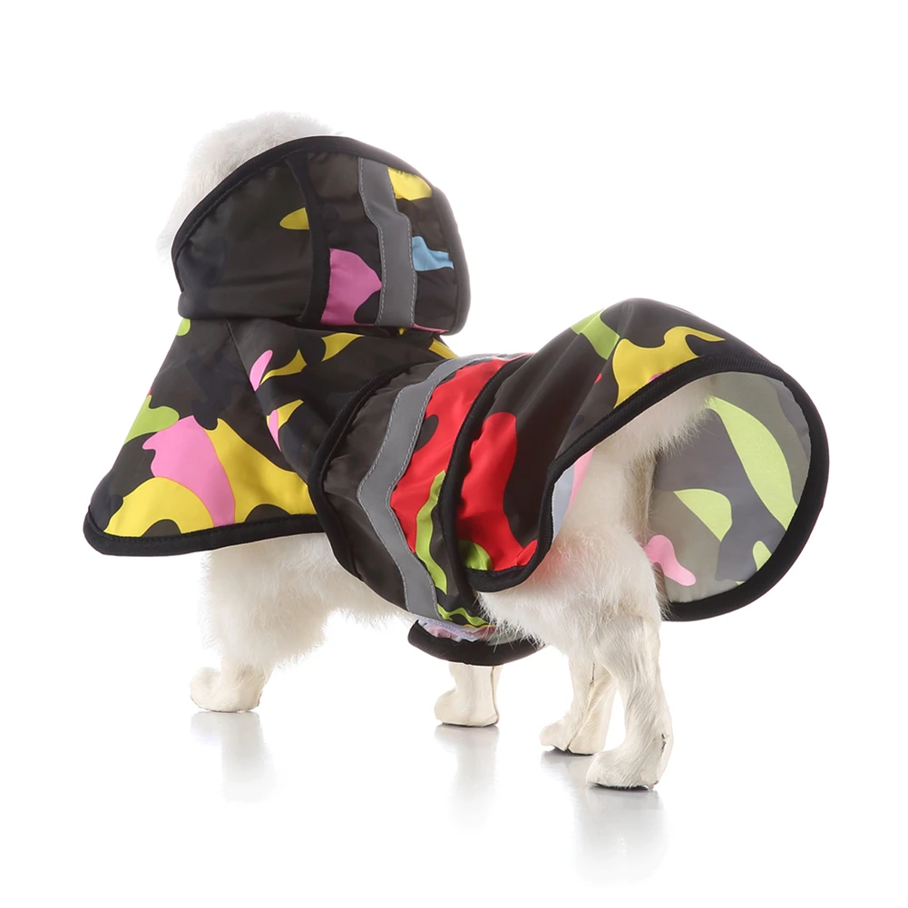Плащ для собак полиэстер водонепроницаемый плащ капюшон регулируемые плащи светоотражающие полосы дизайн износостойкая одежда для домашних животных