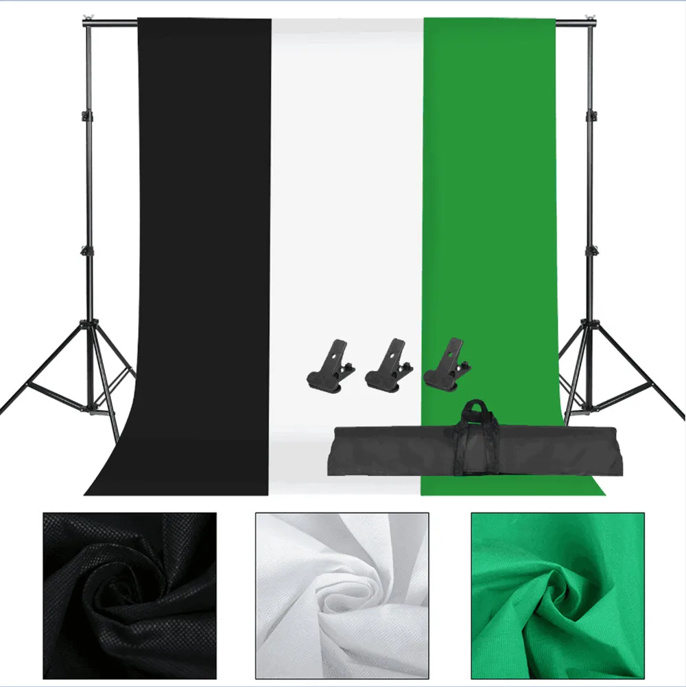  ZUOCHEN Photo Studio White Black Gray Green Screen Backdrop Light Stand Softbox Lighting Kit With 3