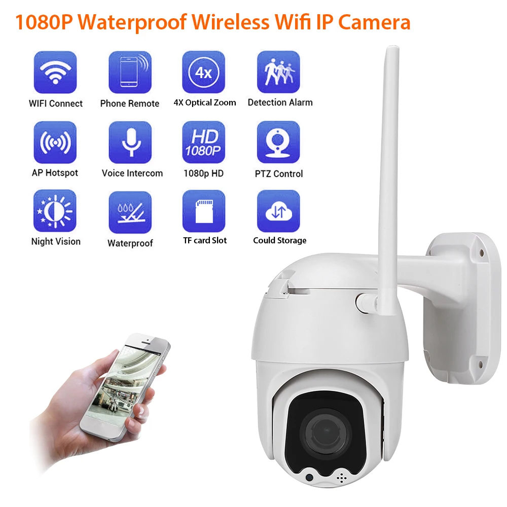 

1080P IP Camera WiFi Outdoor PTZ Speed Dome Zoom IR Network CCTV Camera Wireless Security Surveillance Camara exterior ipcam cam
