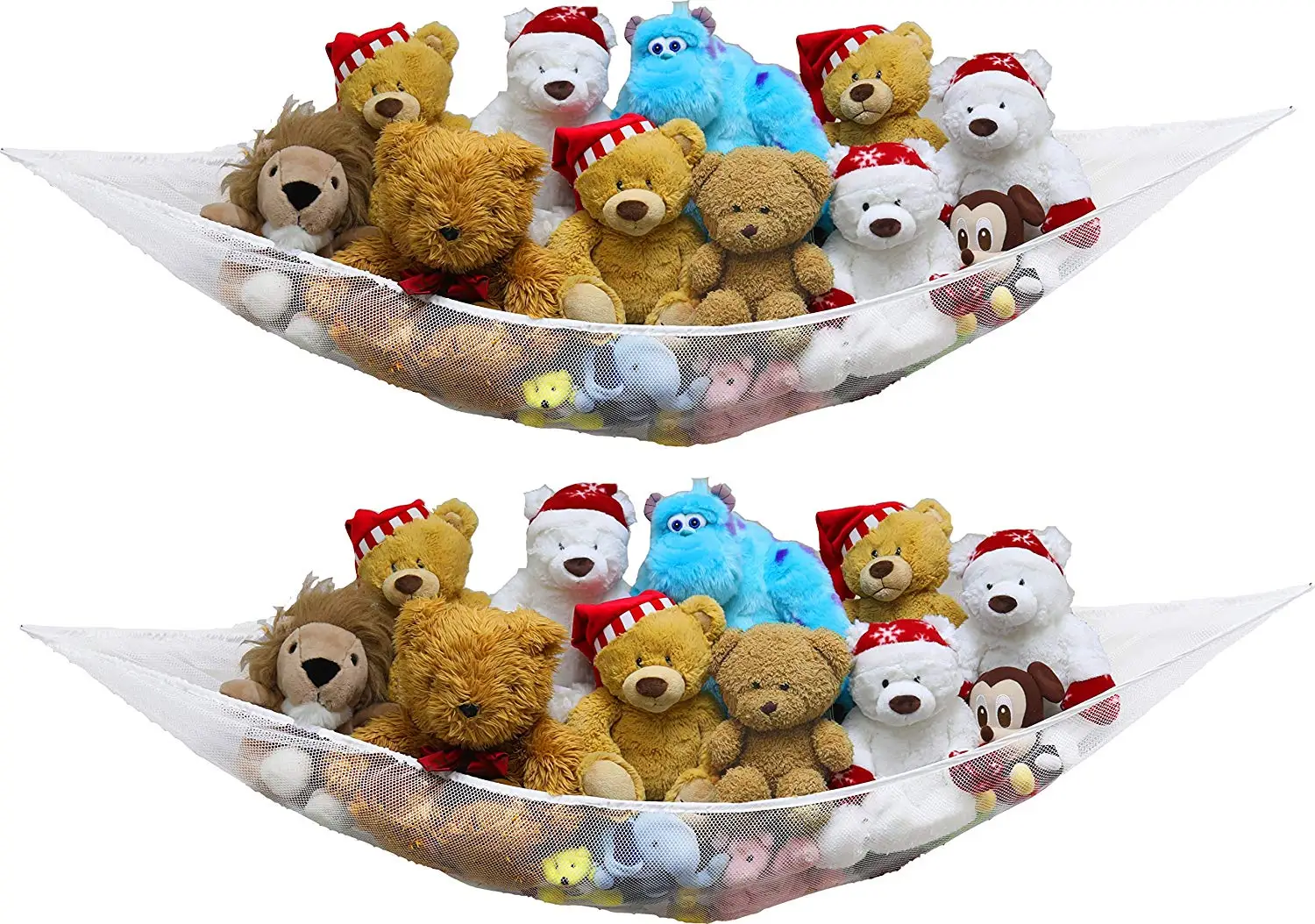 

2pcs Jumbo Stuffed Animal Toy Hammock Playroom Organization Decorative Wall Corner Toy Storage Expands to 6 Feet DEC522