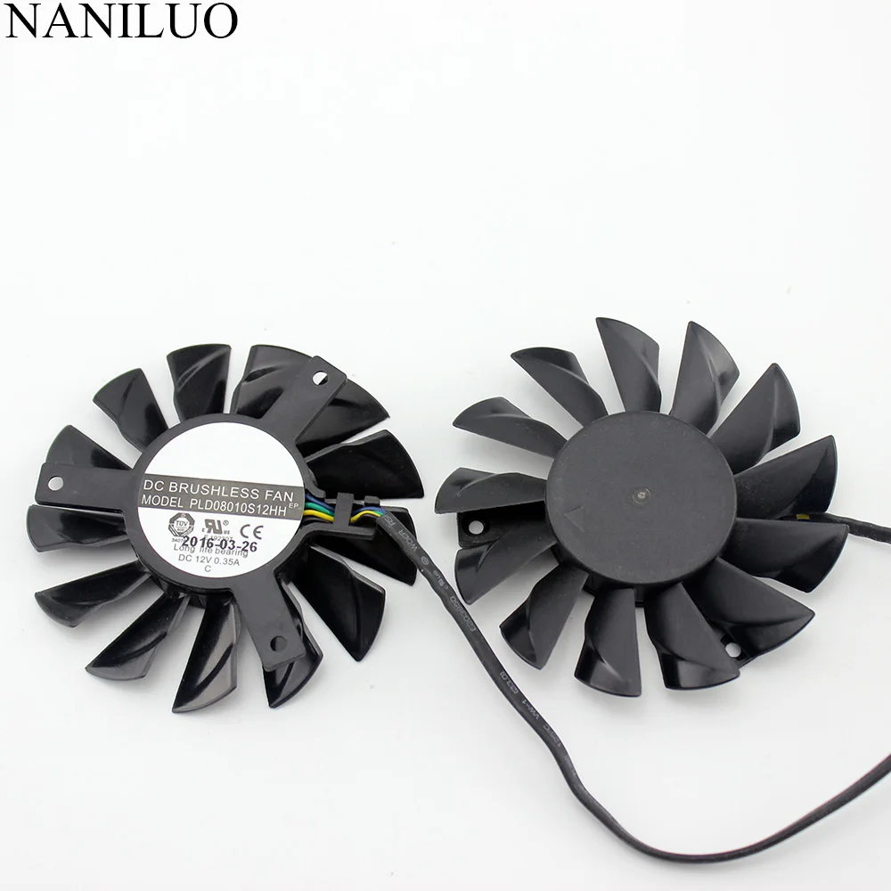 

2pcs/lot 74MM PLD08010S12HH cooler Fan For MSI Twin Frozr III R6790 570GTX R6850 N460GTX R7950 R7850 HD 7870 7950 7870 6870Fan