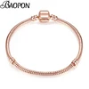 BAOPON 2022 High Quality Rose Gold Color Snake Chain Charm Bracelet Fit Original Beads Fine Bracelet Jewelry Gift For Women ► Photo 1/6