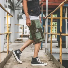 Мужские модные Лоскутные шорты бриджи Хлопок Мальчики двойной карман Прямые повседневные короткие брюки