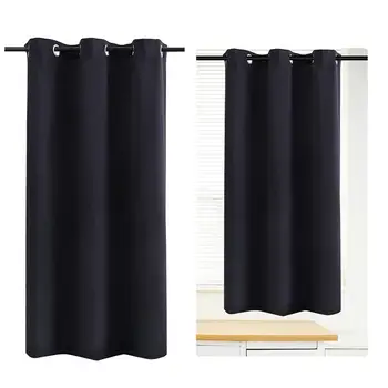 

WINOMO Blackout Curtain Room Darkening Thermal Insulated Grommet Drape for Living Room Bedroom 42 x 67 Inch (Black)