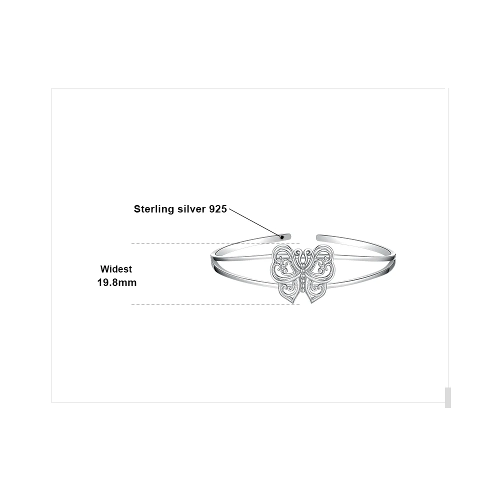 JewelryPalace 925 пробы 100% серебро Винтаж филигрань полые бабочка разделение браслет на