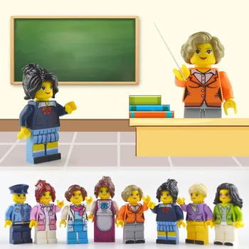 

Zhenwei 8 Models Cartoon Girl Uniform Series Humanoid Building Blocks Figures Christmas