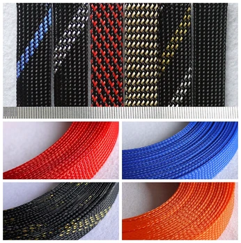 

8meter 14mm Cable Sleeves 3 wire Encryption PET Snakeskin mesh Wire Protecting Cable Sleeve nylon shock for cable sets