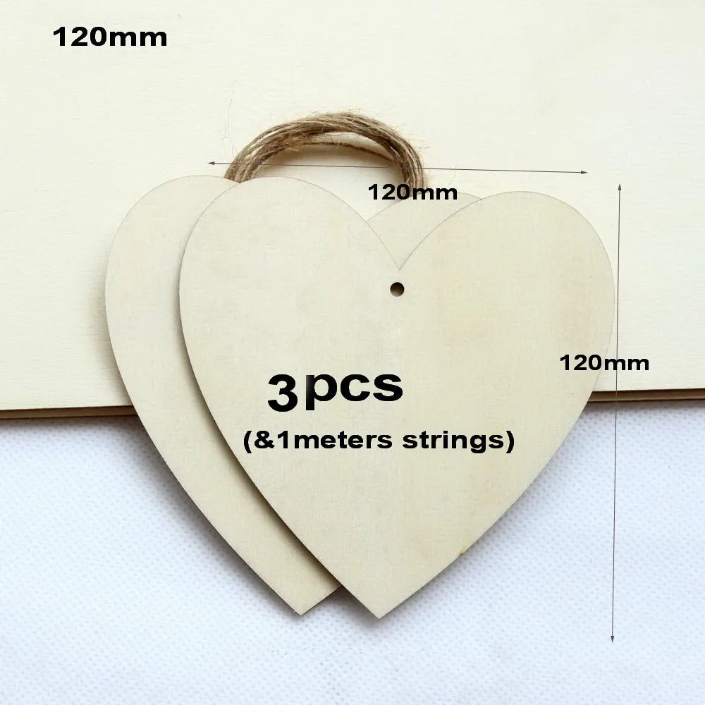 Механическая блокировка 63 мм/76 мм/101/mm/120 мм необработанные из натурального дерева силуэты сердечек поделки любовь Форма с Hole-CT1203 - Цвет: 120 MM(4.0 In)3pcs
