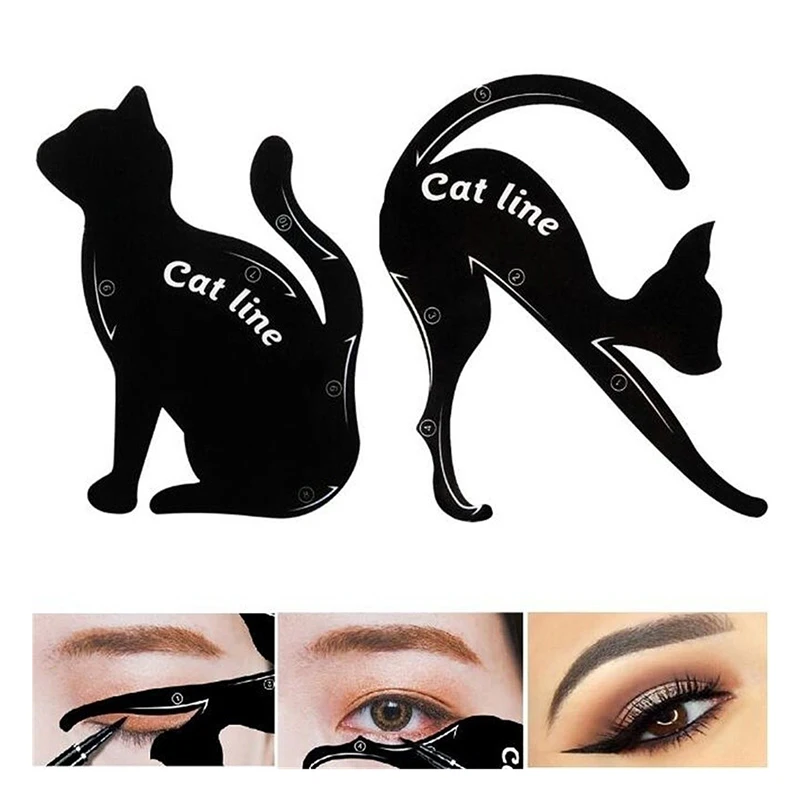 

Makeup Cat Line Eyebrow Eyeliner 2Pcs Beauty Women Smokey Eye Eyeliner Template Shaper Models Pro Eye Women Girl Makeup Tool