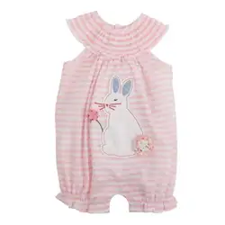 2018 летняя одежда для новорожденных Для Маленьких Девочек Кролик Банни комбинезон без рукавов милый высокое качество Детские комбинезоны