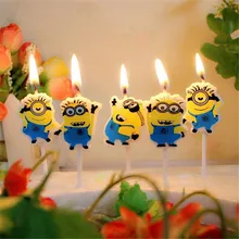 Прекрасный Миньон 5 шт./компл. день рождения ремесло свечи свечка в виде кекса топперы для детей день рождения свечи вечерние украшения для вечеринок