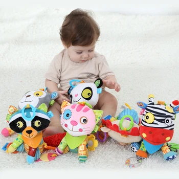 

Baby Appease Doll Toy Bell Cartoon Animal Crib Stroller Plush Bed Hanging Soft Cute Education Rattles