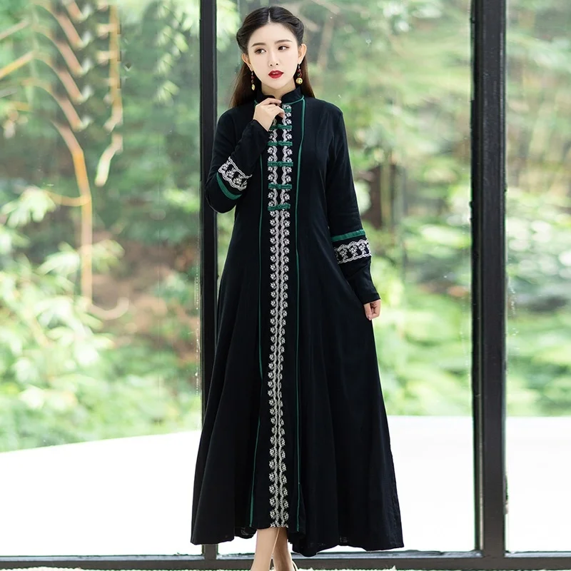 Традиционное китайское платье макси размера плюс Cheongsam винтажное Ретро Vestido Медитация одежда Ao Dai вьетнамское платье TA1430 - Цвет: 2