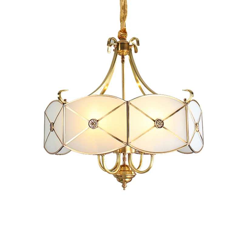 

Luxury Pure Copper Chain Dining Room Pendant Light Noble Living Room Pendant Light Hotel Bedroom Restaurant Hanging Fixture Lamp