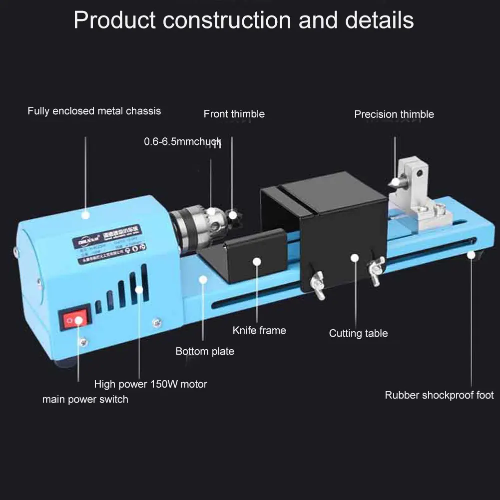

150W Mini Lathe Beads Polisher Machine DIY CNC Machining for Table Woodworking Wood DIY Tool SDF-SHIP