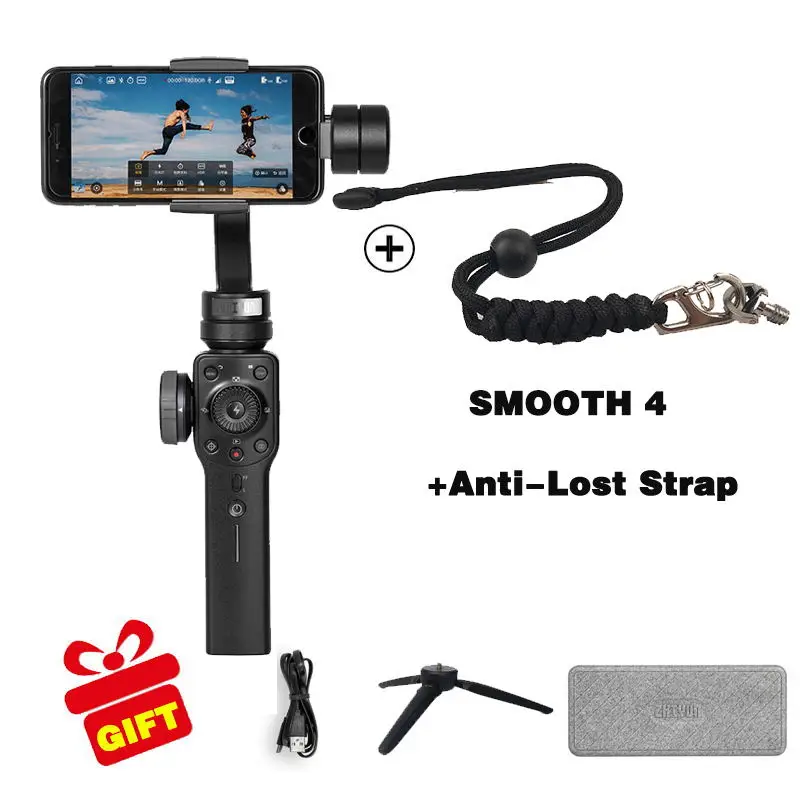 Zhiyun SMOOTH 4 3 оси ручной карданный стабилизатор для смартфона Экшн камера телефон портативный sjcam cam VS dji osmo feiyu Gopro - Цвет: BLACK Option1