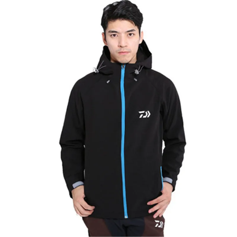 

2018 Autumn Winter Fishing Clothing Soft Shell Hooded Jacket Fleece Warm Waterproof Breathable Zippers Reflective Fishermen Coat