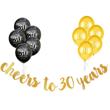 

Cheers to 30 40 50 60 Years Birthday Decor Gold Glitter Paper Banner Garland Number Balloon 50 Birthday Party Decorations Adult