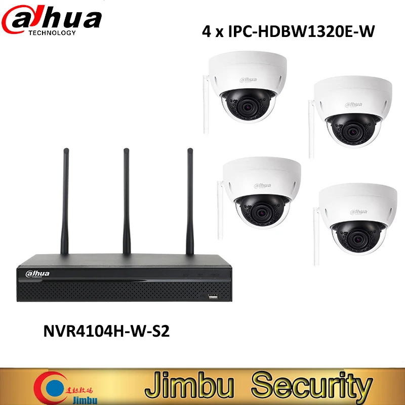 

Dahua wifi recorder NVR4104HS-W-S2 4CH 2.4GHz and 5GHz 3MP IPC-HDBW1320E-W wifi IP camera p2p easy 4 CCTV Camera system