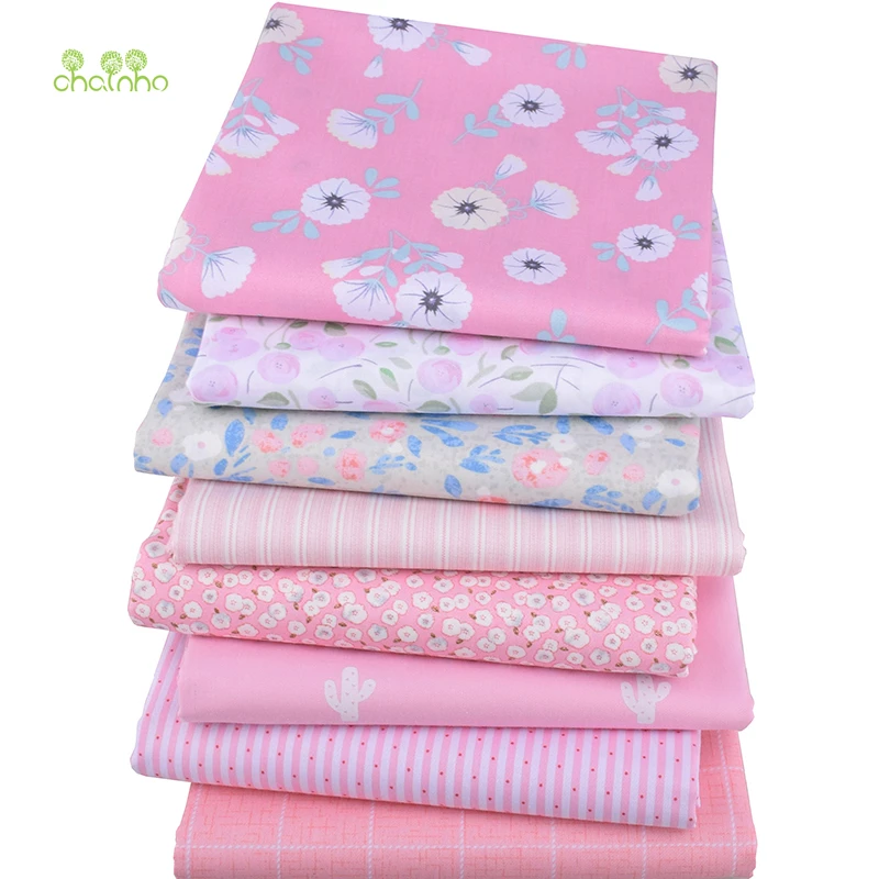 

Chainho,8pcs/lot,Pink Floral Series,Printed Twill Cotton Fabric,Patchwork Cloth For DIY Sewing&Quilting Baby&Children Material