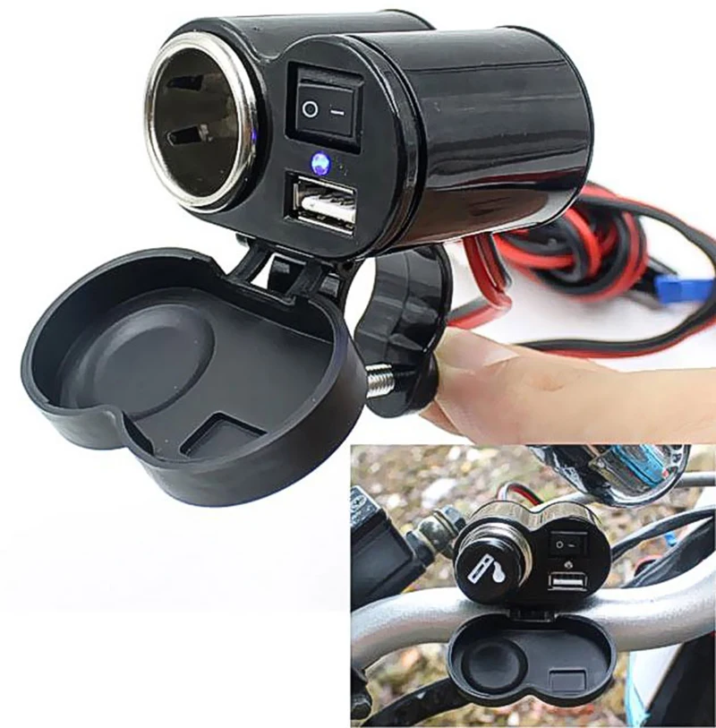 

OOTDTY Car Motorcycle Bike Waterproof Cigarette Lighter USB Power Charging Socket New