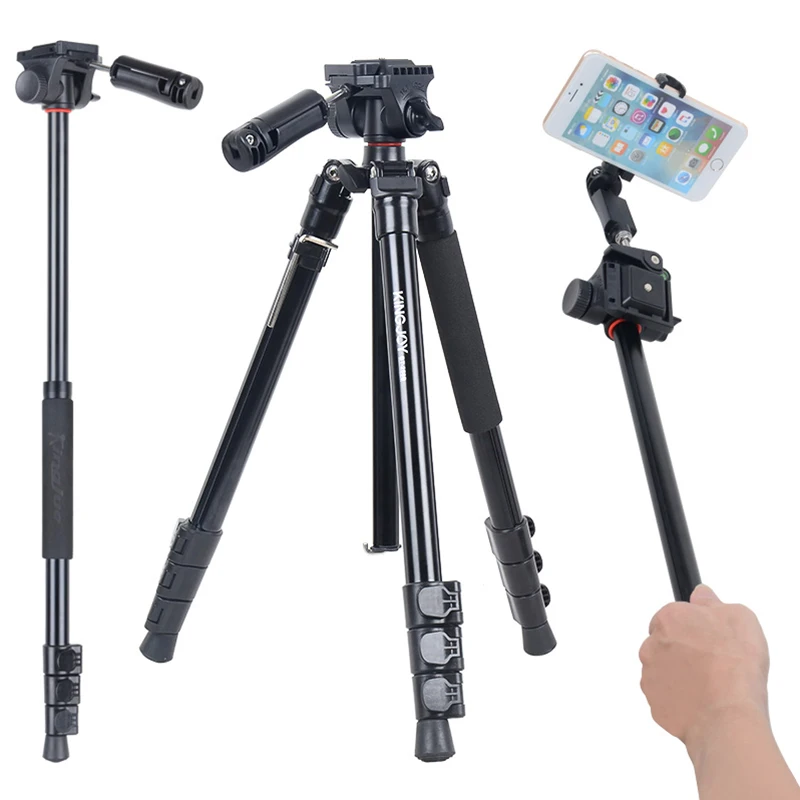 KINGJOY Tripod For Phone DSLR Camera Stand Aluminum Flexible TRIPODE