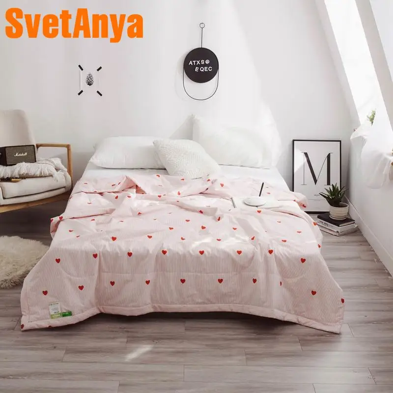 Svetanya Heart print thin Quilt soft Throws Blanket
