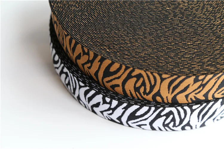  Size 3.8-4.5cm White Color-coffee Color Zebra Pattern Elastic Band 10meters 15.50-16.50