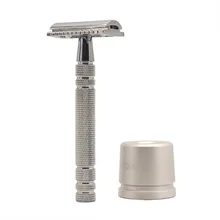 WEISHI яркая серебристая Мужская классическая двухсторонняя ручная бритва с длинной ручкой безопасные бритвы для бритья 1 Бритва простая упаковка