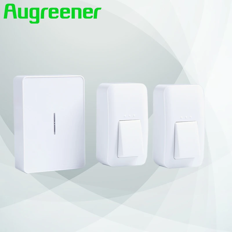 

Augreener wireless doorbell 2 button 1 receiver smart door bell 100m long range free shipping waterproof button ring for home