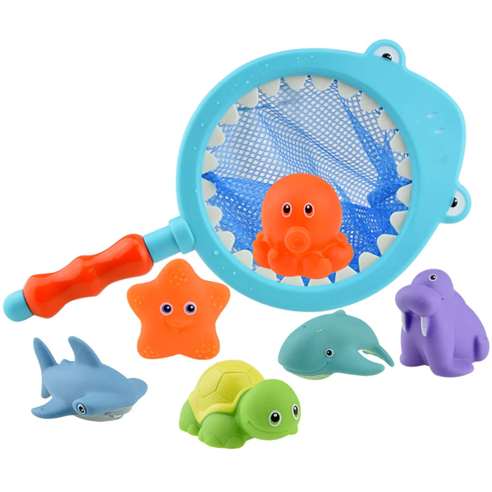 

7 Pcs/Set Baby Shark Turtle Fishing Net Bath Toys Baby Bathtime Fishing Water Play Toys Shark Fishing Net Children Bath Toys #30