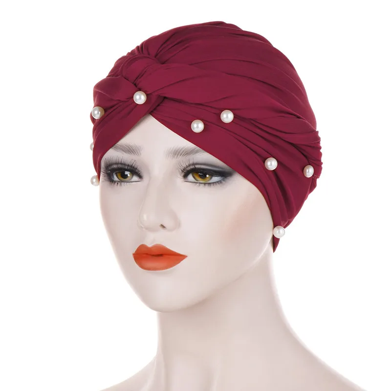 Головной убор капота головной убор аксессуары для волос новая шапка Banadans Хиджаб Женский жемчужный крест тюрбан из хлопка шляпа шарф