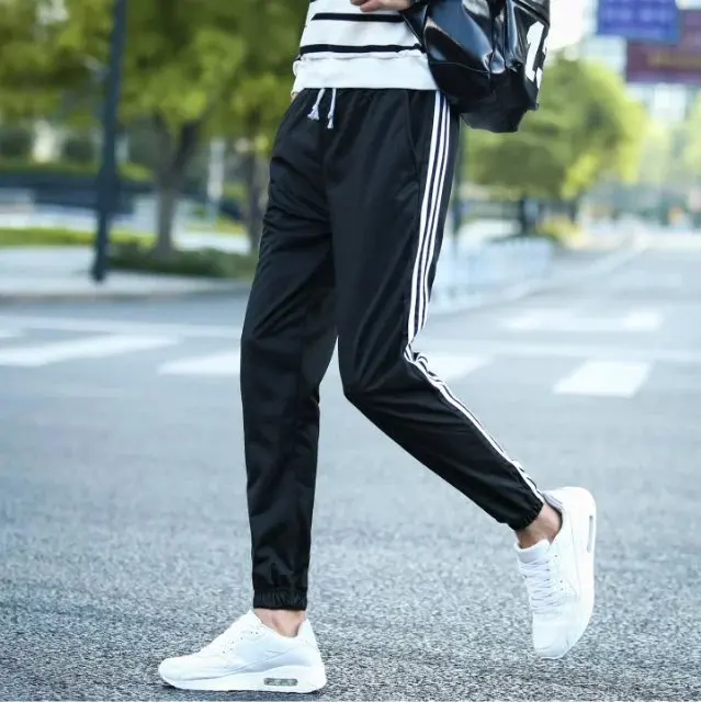 2019 ocio juvenil tejido diferente trae pantalones largos verticales hombres sucintos pantalones lápiz Pantalones Casual pantalones Joggers hombres|Pantalones deportivos| -