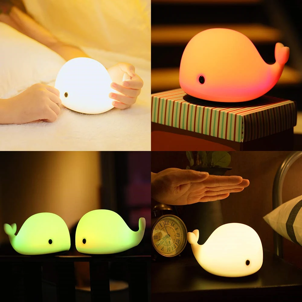 Новое поступление светодиодный ночник датчик движения ребенок USB милый КИТ перезаряжаемая детская Ночная лампа игрушечная лампа силиконовый безопасный Дельфин