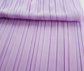 

3 Meters Width 150CM 59" 75D Light Purple Ruffled Pleated Silk Chiffon Lace Fabric Solid Dress Clothes Materials LX18