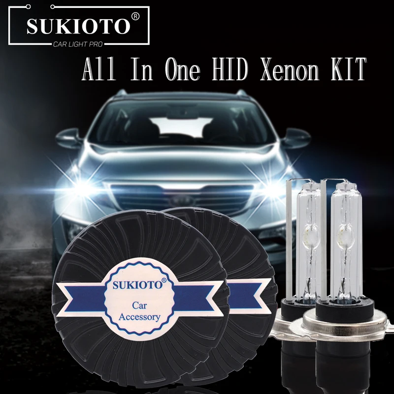 SUKIOTO Car Headlights Kit 55W H7 Xenon lights 4300K 5000K 6000K 8000K Metal H7 H7T AC Canbus Round Ballast igniter Headlamp Kit  (5)