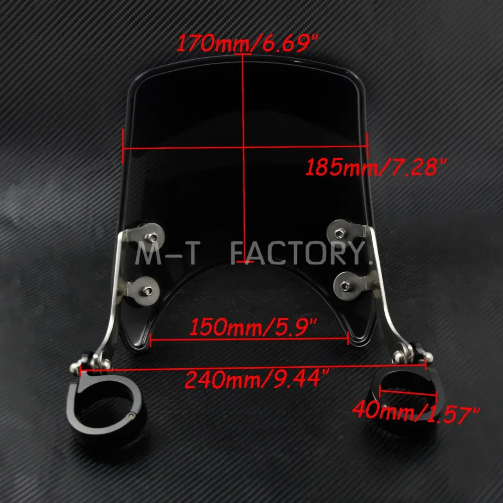 Мотоцикл черный лобового стекла автомобиля 39 мм Регулируемый лобовое стекло для Harley Sportster XL 883 1200 модели 2004 2005 2006 2007 2008