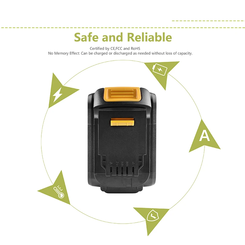 Powtree 2 шт. для Dewalt 20 в DCB200 запасной аккумулятор MAX литий ионный 2.0Ah DCB204 DCB101 DCF885 DCB205