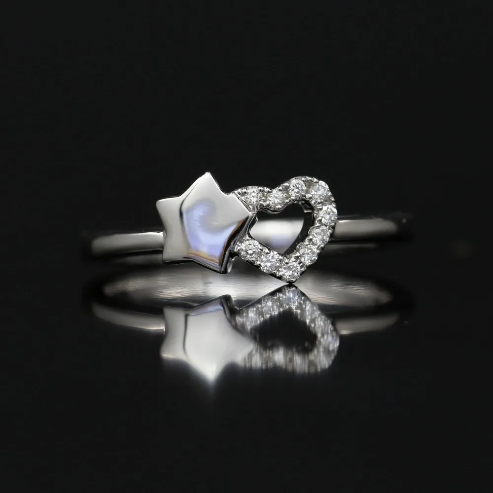 

LASAMERO Rings for Women 0.059CT Round Cut Natural Diamond Ring 18k White Gold Engagement Wedding Ring