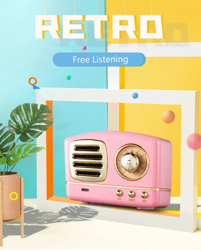 Portable Bluetooth Speaker Mini Wireless Bluetooth Speakers Portable Retro Radio USBTF Card Music Player HIFI Subwoofer Speaker10