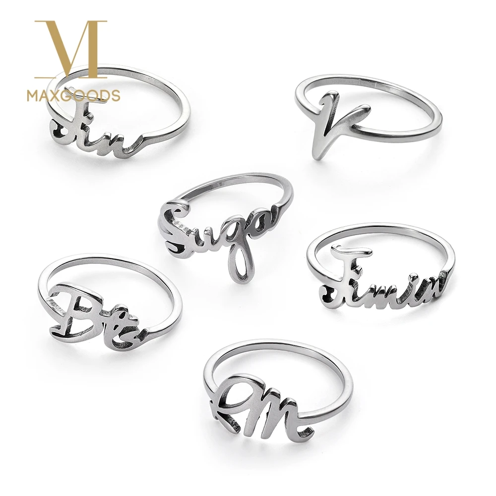 

1 Pcs Fashion Ring Popular Stainless Steel Bangtan Boys Jimin V Rap Charms Jewelry