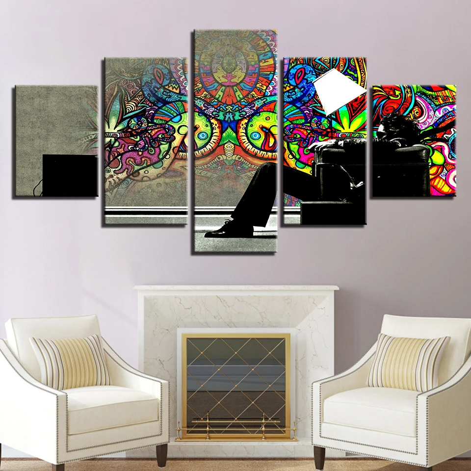 Wall Art Poster Modern Home Decoration 5 Panel Abstract Doodle