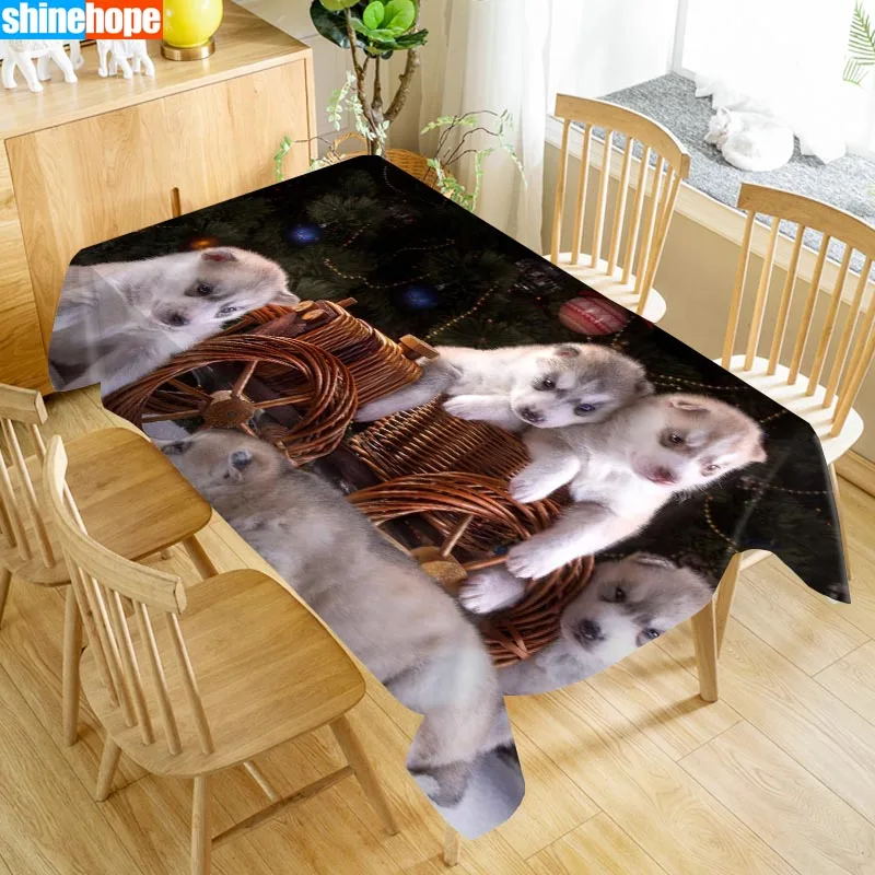 Скатерть с животным узором для собак, скатерть с хаски, Пылезащитная моющаяся ткань, прямоугольная скатерть для домашнего декора стола - Цвет: tablecloths 15